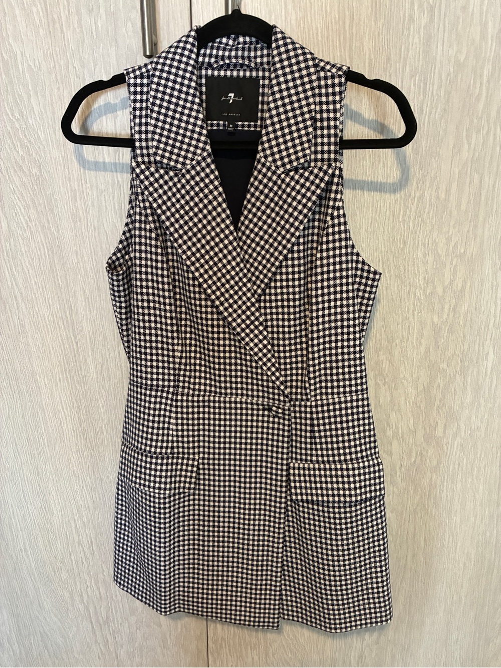 7 For All Mankind Black and White Gingham Sleeveless Dress